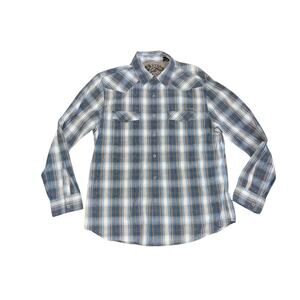 Kirra Snap Button Front Shirt Mens Long Sleeve Size Large Blue Plaid Cotton
